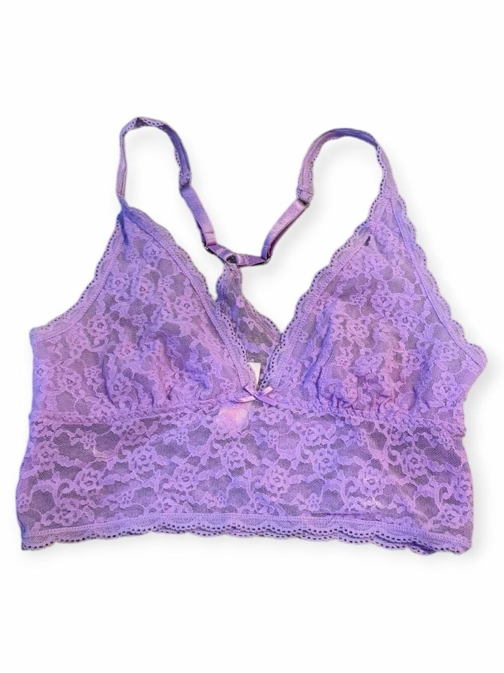 VICTORIA’S SECRET Lavender Floral Lace Longline Racerback Bralette Small